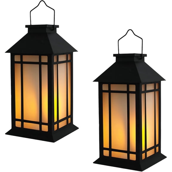 13-Inch IP65 Waterproof Battery-Powered Outdoor Lantern with Led Flameless Candle and 6-Hour Timer - Decorative Lantern for Patio & Garden(2 Pack)