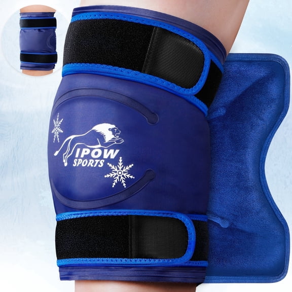 13-Inch Knee Ice Pack Wrap, Reusable Cold Therapy Gel Pack for Recovery After Surgery & Injury, Adjustable Wrap for Swelling Relief, Blue(1 Pack)