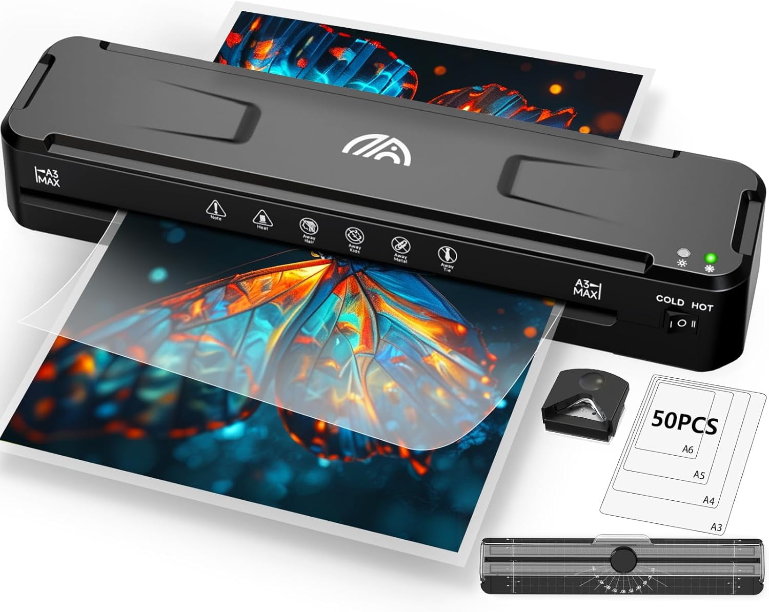 13 Inch Laminator Machine with 50 Laminating Sheets, Fast Warm-Up No ...