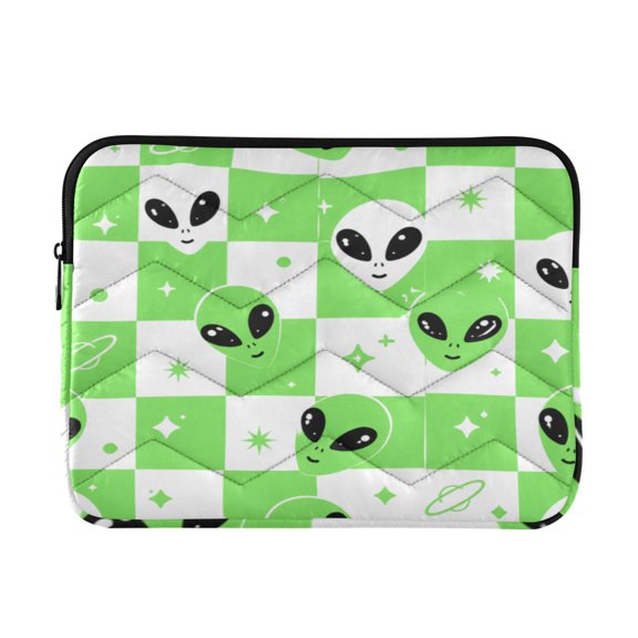 13 Inch Laptop Bag Briefcase Alien Space Checkered Pattern Protective Computer Sleeve Carrying Case for Work Travel School