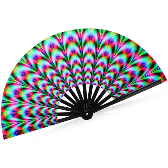 13 Inch Large Clack Rave Fan Bamboo Folding Hand Fan for Line Dancing ...