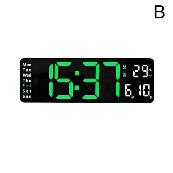 13 Inch Large Led Digital Wall Clock Simple Hanging Dual Purpose Remote Display Pendulum Temperature Clock
