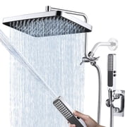 13-inch Large Rain Shower Head System, Dual Head Combo with Handheld, High Pressure Square Rainfall, 3-Way Metal Diverter, Adjustable Extension Arm，Chrome
