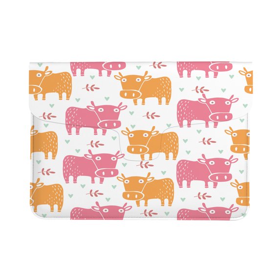 13 Inch Leather Laptop Sleeve Case Cute Cows for Men Women 13 Inch MacBook/Tablet/Netbook