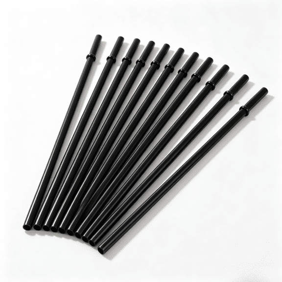 13 Inch Long Black Reusable Plastic Replacement Drinking Straws for 40 oz & 50 oz Mason Jar,Tumblers, Set of 12 with Cleaning Brush (13inch, Black)