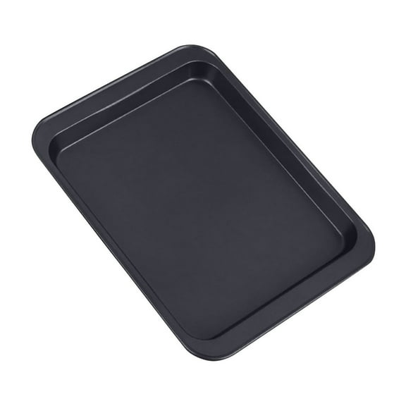 13 Inch Non-Stick Rectangular Black Baking Pan, Heavy Duty Shallow Oven Tray for Bread Cake, DIY Kitchen Bakeware(Black)