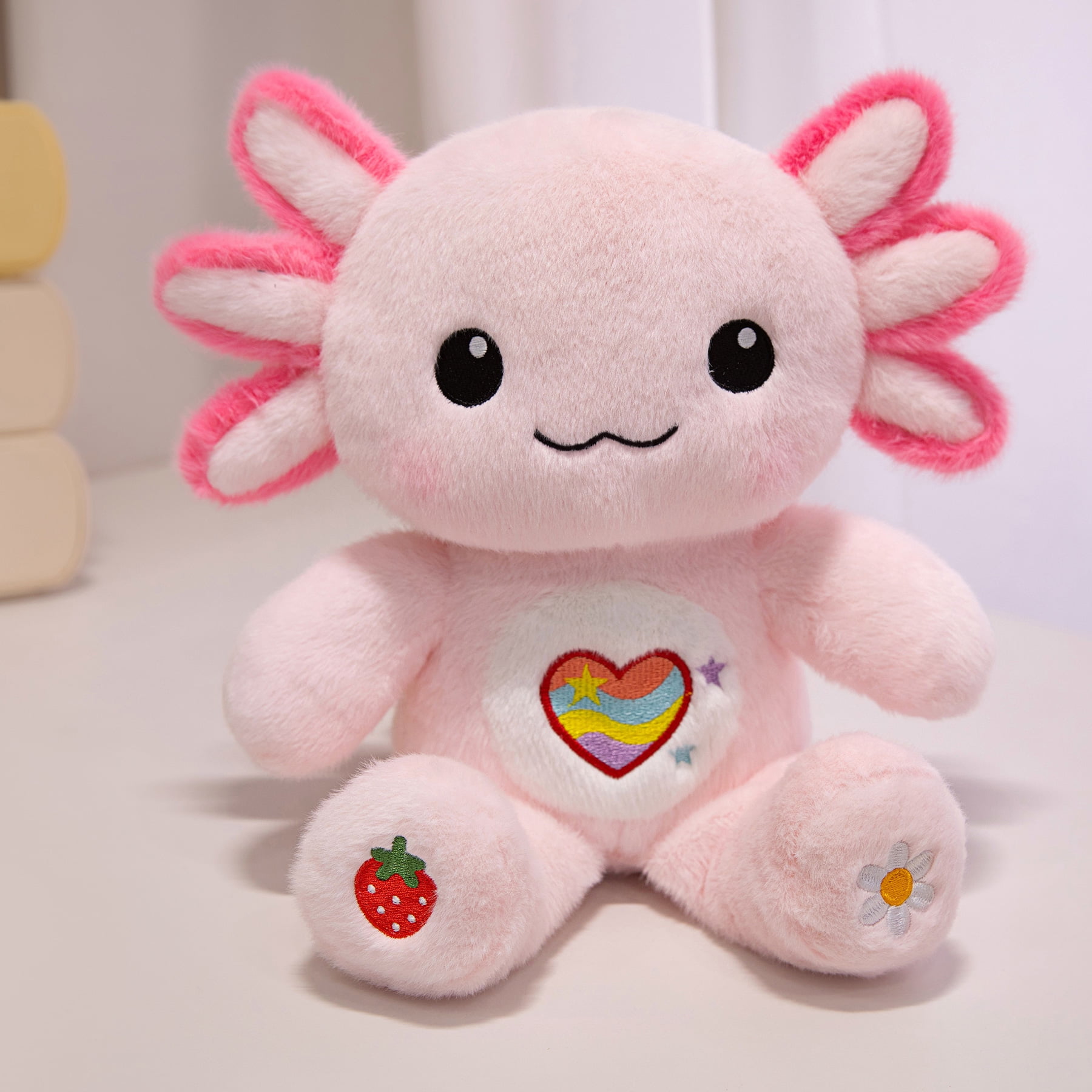 13-Inch Pink Axolotl Plush Stuffed Animal, Soft Cuddly Plush Toy