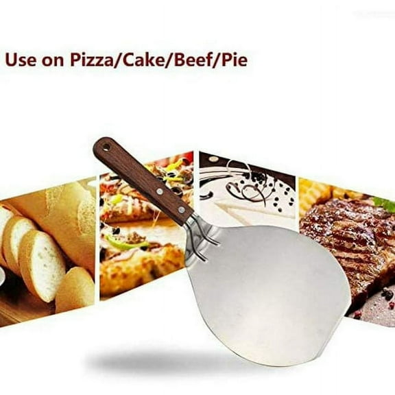 13 Inch Portable Multifunctional Pizza Peel, Large Stainless Steel Wide Shovel with Strong Wooden Handle for Grilling, Cooking, Baking Cake, Cookies, Silver