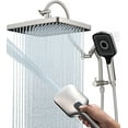 thumbnail image 1 of 13 Inch Rainfall Shower Head with Multi-Function Handheld Sprayer Combo, 3-Way Metal Extended Diverter with Holder and Metal Adjustable Curved Shower Extension Arm, Extra Long Hose Brushed Nickel, 1 of 14