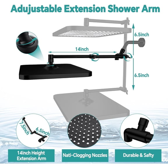 13 Inch Rainfall Shower Head with Handheld Spray Combo, Dual Waterfall Switch, 3-Mode Adjustable Arm Matte Black