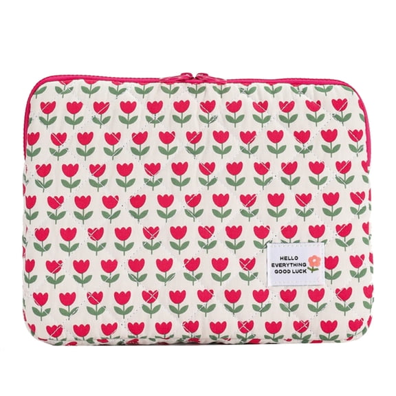 13 Inch Red Flower Laptop Carrying Case, Soft Padded Dustproof Notebook Protective Sleeve Bag