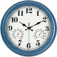thumbnail image 1 of 13 Inch Retro Wall Clock,Indoor and Outdoor,Quartz,Analog,Waterproof,Thermometer,Blue, 1 of 7