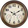 thumbnail image 1 of 13 Inch Retro Wall Clock,Indoor and Outdoor,Quartz,Analog,Waterproof,Thermometer,Bronze, 1 of 6