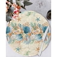 thumbnail image 1 of 13 Inch Round Placemats Set of 4, Beach Coastal Beige Non Slip Heat Insulation PP Table Mats, Nautical Shell Starfish Coral Summer Washable Place Mats for Kitchen Dining Party Table Decor, 1 of 7