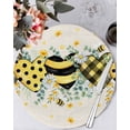 thumbnail image 1 of 13 Inch Round Placemats Set of 4, Bee Love Non Slip Heat Insulation PP Table Mats, Daisy Eucalyptus Leaves Linen Rustic Beige Washable Place Mats for Kitchen Dining Party Table Decor, 1 of 7