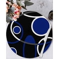 thumbnail image 1 of 13 Inch Round Placemats Set of 4, Black Blue Non Slip Heat Insulation PP Table Mats, White Circle Geometric Abstract Texture Washable Place Mats for Kitchen Dining Party Table Decor, 1 of 7