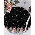 thumbnail image 1 of 13 Inch Round Placemats Set of 4, Black Christmas Snowman Non Slip Heat Insulation PP Table Mats, Winter Xmas Tree Snowflakes Washable Place Mats for Kitchen Dining Party Table Decor, 1 of 7