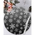 thumbnail image 1 of 13 Inch Round Placemats Set of 4, Black White Snowflake Christmas Non Slip Heat Insulation PP Table Mats, Winter Xmas Snowflakes Washable Place Mats for Kitchen Dining Party Table Decor, 1 of 7
