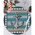 thumbnail image 1 of 13 Inch Round Placemats Set of 4, Blue Beige Anchor Non Slip Heat Insulation PP Table Mats, Nautical Summer Beach Coastal Ocean Washable Place Mats for Kitchen Dining Party Table Decor, 1 of 7