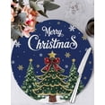 thumbnail image 1 of 13 Inch Round Placemats Set of 4, Blue Christmas Non Slip Heat Insulation PP Table Mats, Xmas Christmas Tree Snowflake Washable Place Mats for Kitchen Dining Party Table Decor, 1 of 7
