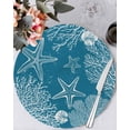 thumbnail image 1 of 13 Inch Round Placemats Set of 4, Blue Coastal Non Slip Heat Insulation PP Table Mats, Starfish Coral Summer Beach Ocean Washable Place Mats for Kitchen Dining Party Table Decor, 1 of 7
