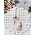 thumbnail image 1 of 13 Inch Round Placemats Set of 4, Blue Easter Bunny Non Slip Heat Insulation PP Table Mats, Spring Daisy Modern Gray Buffalo Plaid Washable Place Mats for Kitchen Dining Party Table Decor, 1 of 7