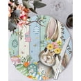 thumbnail image 1 of 13 Inch Round Placemats Set of 4, Blue Green Easter Bunny Non Slip Heat Insulation PP Table Mats, Spring Easter Eggs Floral Wooden Washable Place Mats for Kitchen Dining Party Table Decor, 1 of 7