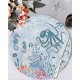thumbnail image 1 of 13 Inch Round Placemats Set of 4, Blue Jellyfish Octopus Non Slip Heat Insulation PP Table Mats, Beach Nautical Ocean Coral Seahorse Washable Place Mats for Kitchen Dining Party Table Decor, 1 of 7