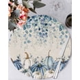 thumbnail image 1 of 13 Inch Round Placemats Set of 4, Blue Pumpkins Fall Non Slip Heat Insulation PP Table Mats, Thanksgiving Eucalyptus Leaf Rustic Washable Place Mats for Kitchen Dining Party Table Decor, 1 of 7