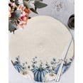 thumbnail image 1 of 13 Inch Round Placemats Set of 4, Blue White Non Slip Heat Insulation PP Table Mats, Fall Thanksgiving Harvest Pumpkin Eucalyptus Washable Place Mats for Kitchen Dining Party Table Decor, 1 of 7