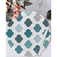 thumbnail image 1 of 13 Inch Round Placemats Set of 4, Bohemia Non Slip Heat Insulation PP Table Mats, Vintage Moroccan Geometric Pattern Blue Green Gray Washable Place Mats for Kitchen Dining Party Table Decor, 1 of 7