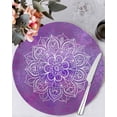 thumbnail image 1 of 13 Inch Round Placemats Set of 4, Boho Floral Non Slip Heat Insulation PP Table Mats, Purple Flowers Vintage Bohemian Watercolor Washable Place Mats for Kitchen Dining Party Table Decor, 1 of 7