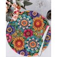 thumbnail image 1 of 13 Inch Round Placemats Set of 4, Boho Teal Flower Non Slip Heat Insulation PP Table Mats, Spring Bohemia Chic Red Yellow Floral Washable Place Mats for Kitchen Dining Party Table Decor, 1 of 7