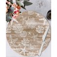 thumbnail image 1 of 13 Inch Round Placemats Set of 4, Brown Coastal Non Slip Heat Insulation PP Table Mats, Summer Beach Nautical Starfish Coral Vintage Washable Place Mats for Kitchen Dining Party Table Decor, 1 of 7