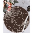 thumbnail image 1 of 13 Inch Round Placemats Set of 4, Brown Flowers Non Slip Heat Insulation PP Table Mats, Spring Floral Botanical Modern Art Washable Place Mats for Kitchen Dining Party Table Decor, 1 of 7
