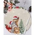 thumbnail image 1 of 13 Inch Round Placemats Set of 4, Christmas Cats Non Slip Heat Insulation PP Table Mats, Xmas Tree Poinsettia Botanical Linen Texture Washable Place Mats for Kitchen Dining Party Table Decor, 1 of 7
