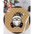 thumbnail image 1 of 13 Inch Round Placemats Set of 4, Christmas Gnomes Non Slip Heat Insulation PP Table Mats, Winter Xmas Snowflakes Textured Yellow Washable Place Mats for Kitchen Dining Party Table Decor, 1 of 7