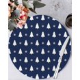 thumbnail image 1 of 13 Inch Round Placemats Set of 4, Christmas Navy Blue Non Slip Heat Insulation PP Table Mats, Winter Snowflakes Modern Xmas Trees Washable Place Mats for Kitchen Dining Party Table Decor, 1 of 7