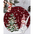 thumbnail image 1 of 13 Inch Round Placemats Set of 4, Christmas Non Slip Heat Insulation PP Table Mats, Snowman Tree Snowy Red Black Buffalo Plaid Washable Place Mats for Kitchen Dining Party Table Decor, 1 of 7