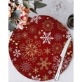 thumbnail image 1 of 13 Inch Round Placemats Set of 4, Christmas Red Non Slip Heat Insulation PP Table Mats, Xmas Winter Snowflakes New Year Holiday Washable Place Mats for Kitchen Dining Party Table Decor, 1 of 7