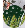 thumbnail image 1 of 13 Inch Round Placemats Set of 4, Christmas Snowflakes Non Slip Heat Insulation PP Table Mats, Xmas Winter Pine Trees Green Washable Place Mats for Kitchen Dining Party Table Decor, 1 of 7