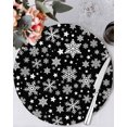 thumbnail image 1 of 13 Inch Round Placemats Set of 4, Christmas Snowflakes Non Slip Heat Insulation PP Table Mats, Xmas Winter Watercolor Black White Washable Place Mats for Kitchen Dining Party Table Decor, 1 of 7
