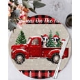 thumbnail image 1 of 13 Inch Round Placemats Set of 4, Christmas Truck Non Slip Heat Insulation PP Table Mats, Xmas Tree Red Plaid Snowflake Rustic Washable Place Mats for Kitchen Dining Party Table Decor, 1 of 7