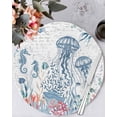 thumbnail image 1 of 13 Inch Round Placemats Set of 4, Coastal Jellyfish Non Slip Heat Insulation PP Table Mats, Summer Beach Nautical Ocean Coral Seahorse Washable Place Mats for Kitchen Dining Party Table Decor, 1 of 7