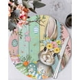 thumbnail image 1 of 13 Inch Round Placemats Set of 4, Colorful Easter Bunny Non Slip Heat Insulation PP Table Mats, Spring Easter Eggs Floral Wooden Washable Place Mats for Kitchen Dining Party Table Decor, 1 of 7