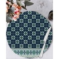 thumbnail image 1 of 13 Inch Round Placemats Set of 4, Dark Blue Flowers Non Slip Heat Insulation PP Table Mats, Vintage Rustic Abstract Floral Aesthetic Washable Place Mats for Kitchen Dining Party Table Decor, 1 of 7