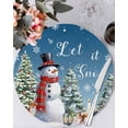 thumbnail image 1 of 13 Inch Round Placemats Set of 4, Dark Blue Snowman Christmas Non Slip Heat Insulation PP Table Mats, Xmas Tree Snowflake Gifts Washable Place Mats for Kitchen Dining Party Table Decor, 1 of 7