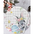 thumbnail image 1 of 13 Inch Round Placemats Set of 4, Easter Bunny Non Slip Heat Insulation PP Table Mats, Blue Easter Eggs Spring Floral Grey Plaid Washable Place Mats for Kitchen Dining Party Table Decor, 1 of 7
