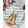 thumbnail image 1 of 13 Inch Round Placemats Set of 4, Easter Bunny Non Slip Heat Insulation PP Table Mats, Spring Rabbits Carrots Turquoise Stripes Washable Place Mats for Kitchen Dining Party Table Decor, 1 of 7