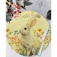 thumbnail image 1 of 13 Inch Round Placemats Set of 4, Easter Bunny Non Slip Heat Insulation PP Table Mats, Yellow Rabbit Spring Flowers Leaves Rustic Plants Washable Place Mats for Kitchen Dining Party Table Decor, 1 of 7